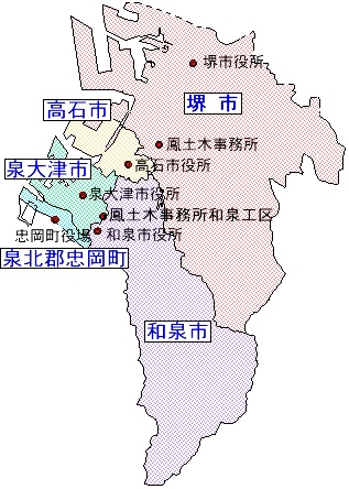 土木事务所管区内4市1町的地图